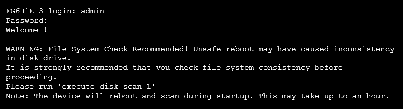 File System check recommended message in console mode