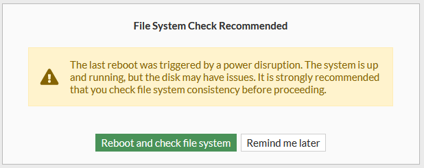 File System check recommended message in FortiGate Firewall